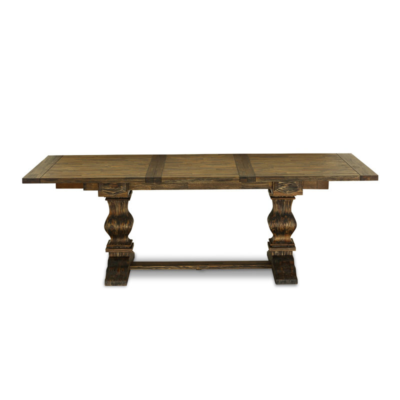 11 Piece Dining Table Set Includes a Rectangle Dining Room Table with Removable Leaf and 10 Grey Linen Fabric Upholstered Chairs, Distressed Jacobean