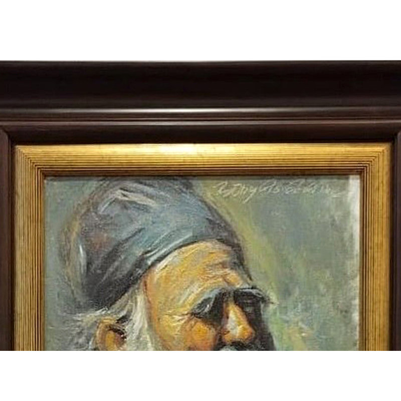 La barbe blanche | Par Boby Abraham | Huile sur toile | Peinture encadrée