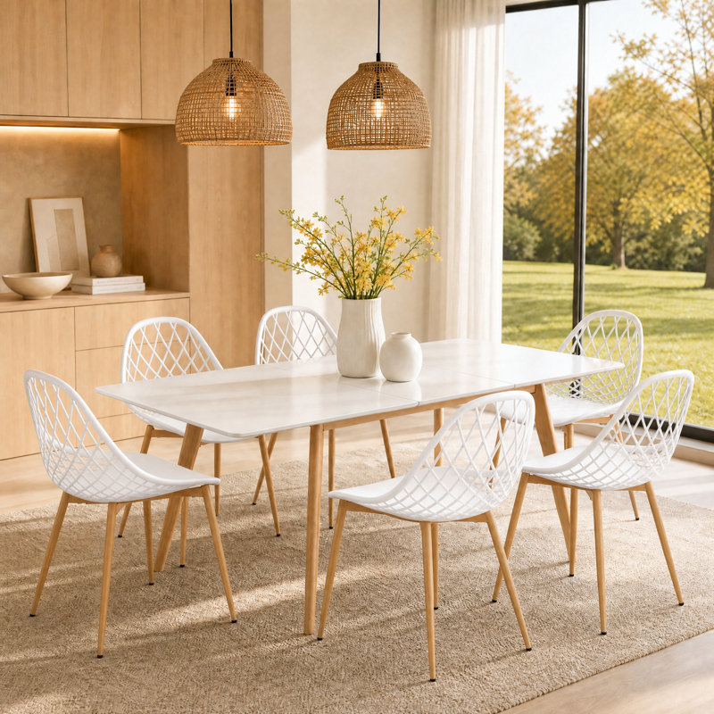 Jenneen 6 -Person Extendable Dining Set, Black