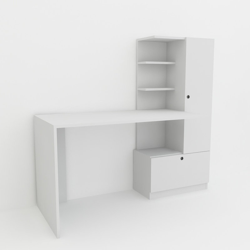 Aleksi 58.9'' W Rectangle Computer Desk, Left, White