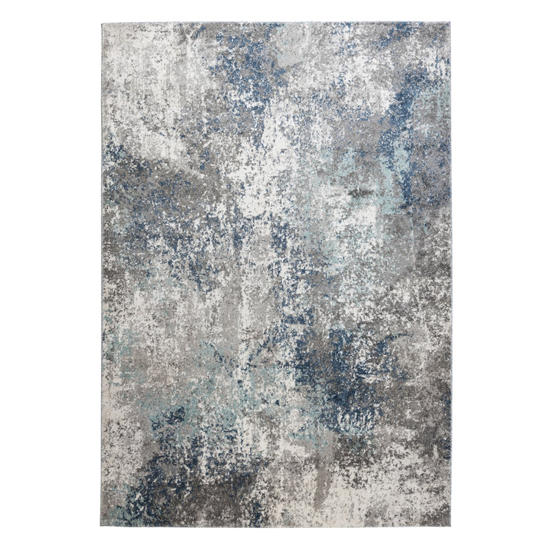 Tapis bleu / gris Metis, Tapis de couloir 2 pi 6 po x 8 pi