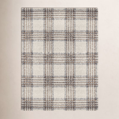 Kage Brown Gray Black Plaid Rug