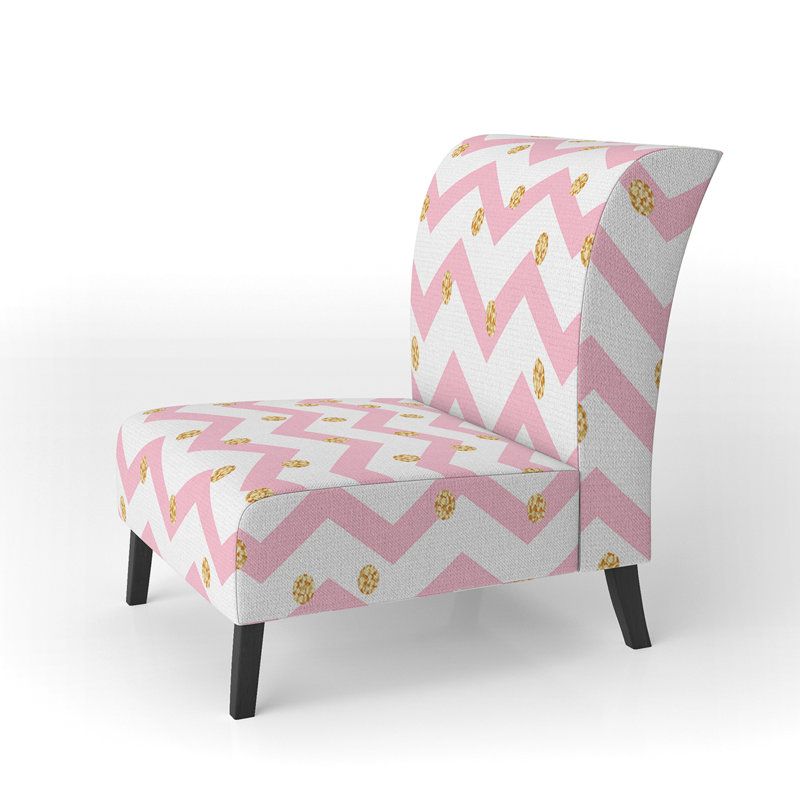 Fauteuil de chambre rembourré à motif de chevrons zigzag rose