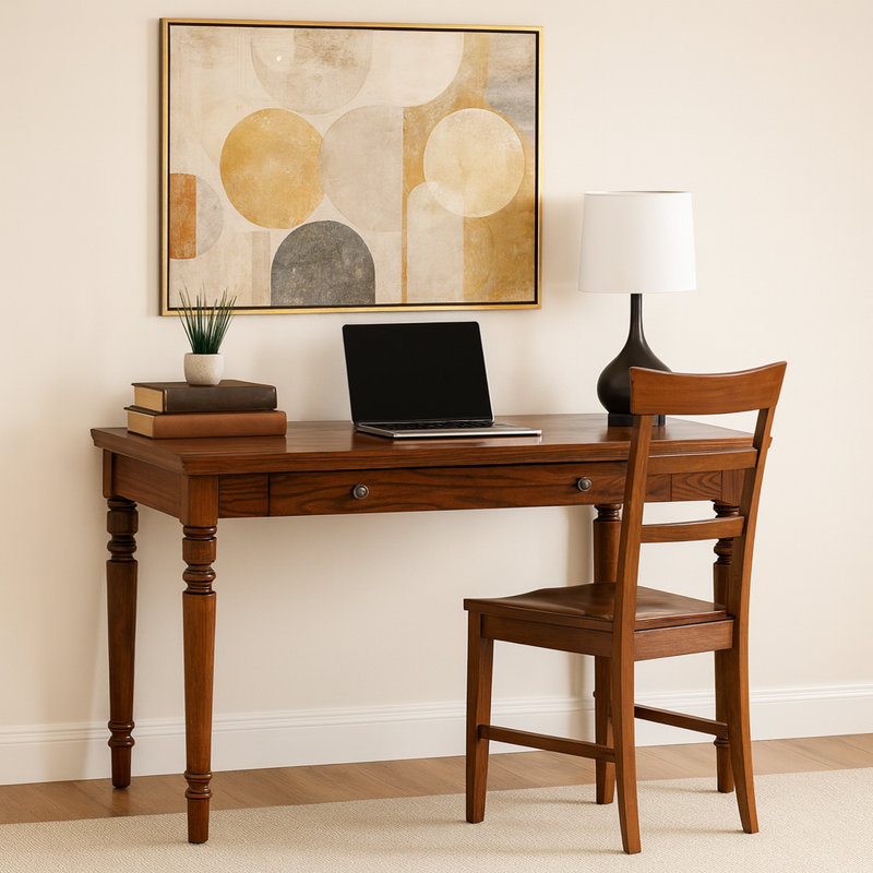 Farmhouse Solid + Manufactured Wood Laptop Desk, Mission Oak
