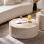 Table basse ronde de 31,5 pouces, panneau de fibres à densité moyenne orange classique avec motif Mars, aucun assemblage requis