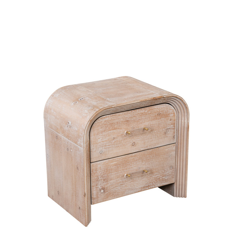 Fratcher Modern Wood Side Table with Waterfall Edge and Single Drawer – Sculptural Nightstand or End Table with Drawer Storage