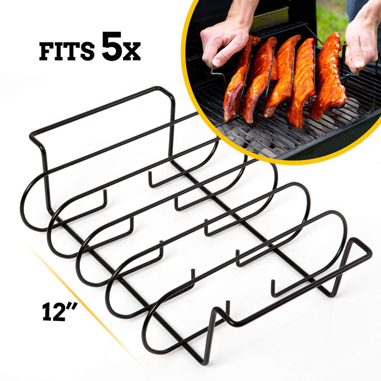 Grill Steak Holder Non-Stick Metal Wire Stand Roast Rib Rack Kitchen  Utensil Travel Camping Barbecue Tool Accessory