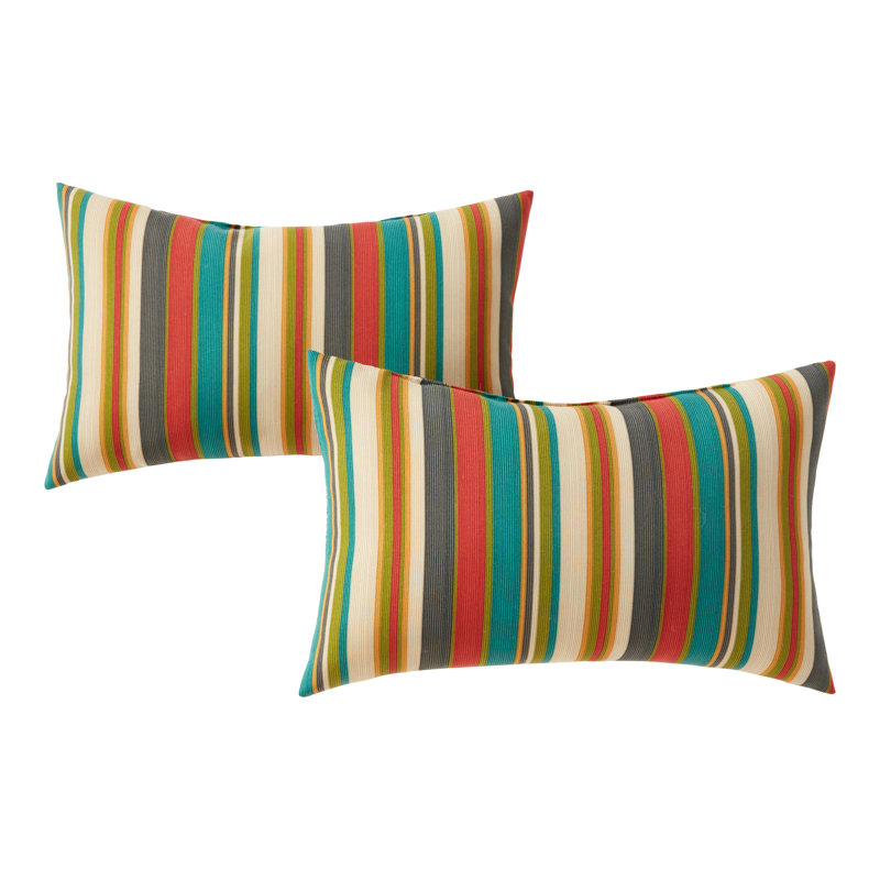 Henrich Indoor/Outdoor Striped Lumbar Pillow, Sunset Stripe
