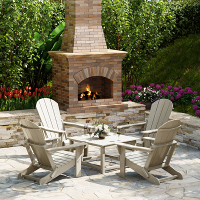 Ensemble de conversation Adirondack pour l'extérieur avec table basse carrée 5 pièces Laguna