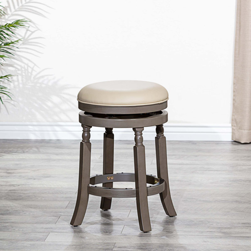 Tabouret de bar Syndra, Gris, Gris, Tabouret de comptoir (siège d'une hauteur de 24 p