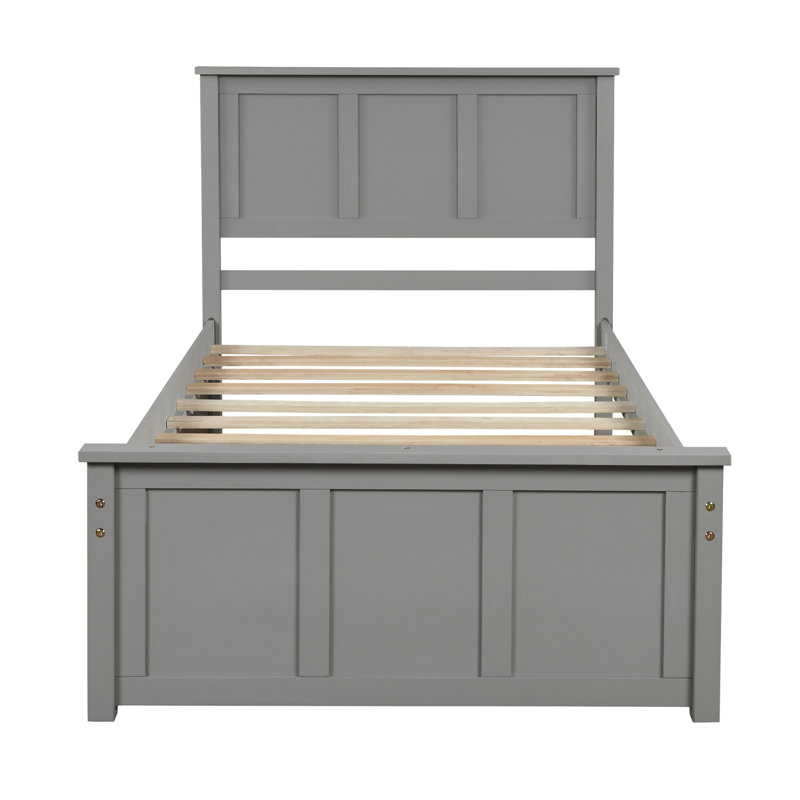 Lit plateforme avec lit gigogne, Gris