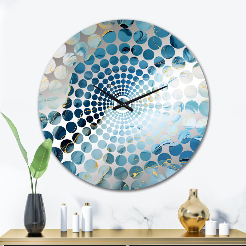 Horloge murale en marbre zen bleu et blanc, Très grand