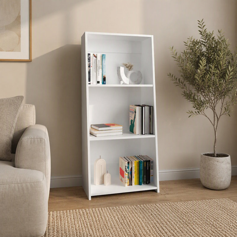 Bibliothèque blanche élégante et robuste avec des étagères spacieuses pour les espaces de vie et de bureau modernes., Blanc