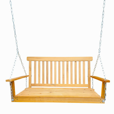 Balancelle avant avec accoudoirs, balancelle en bois avec chaînes suspendues, pour le patio extérieur, la cour de jardin, le porche, la cour ou la véranda, facile à assembler