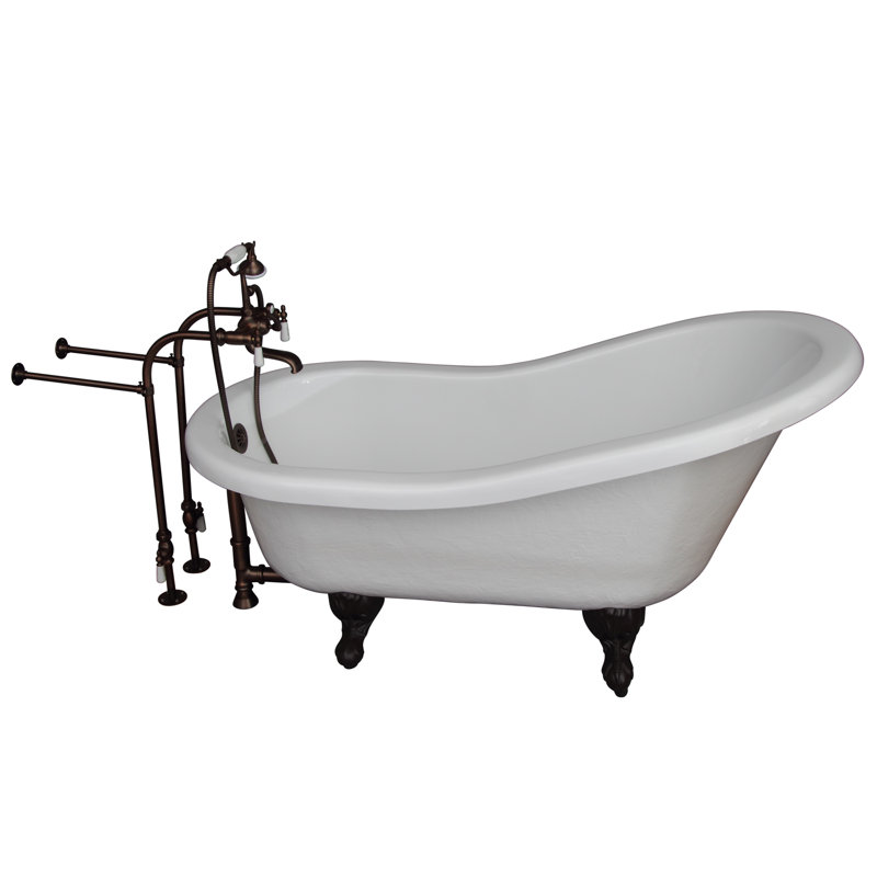 60'' x 30'' Freestanding Soaking Acrylic Bathtub with Faucet, Oil Rubbed Bronze