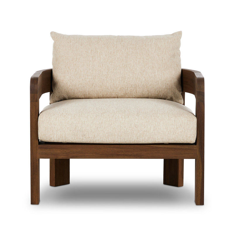 Chapman Outdoor Teak Lounge Chair, Beige