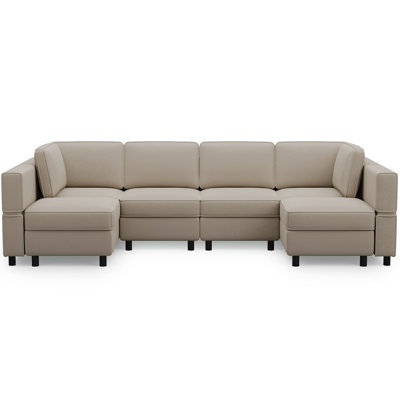 U-Shaped Modular Sectional Sofa Upholstered Couch With Storage Space