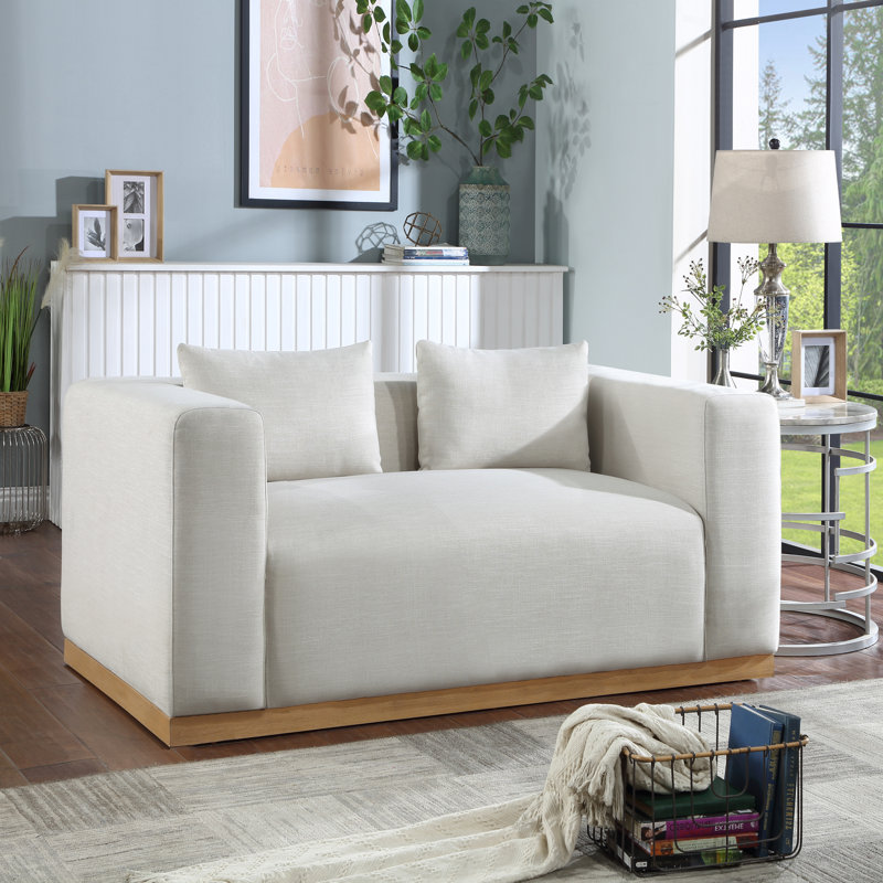 Hrishi 67'' Loveseat, Cream Linen Textured Fabric