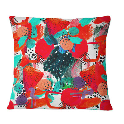 Motif de brosses rouges et turquoise - Coussin décoratif à motif