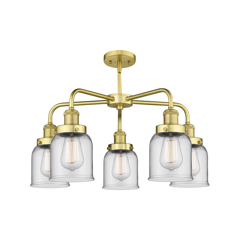 Bejtullah 5 - Light Glass Dimmable Chandelier, Clear, Satin Gold