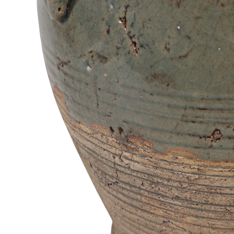 Ceramic/Porcelain Table Vase, 10" H x 9" W x 8" D, Glossy Green Ombre