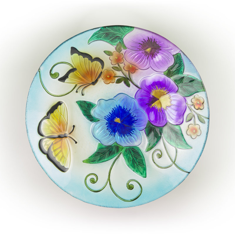 Alverda Glass Butterfly Birdbath