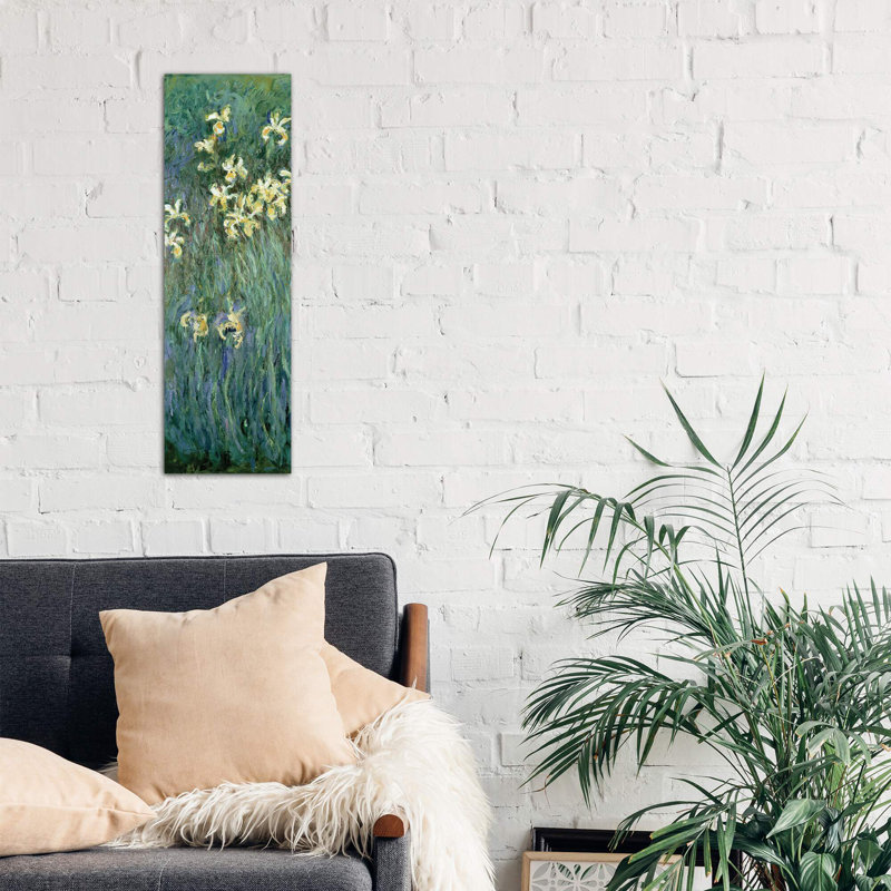 The Yellow Irises by Claude Monet - Panoramic Painting on Canvas, 30.48 cm H x 91.44 cm W x 1.91 cm D, No Frame