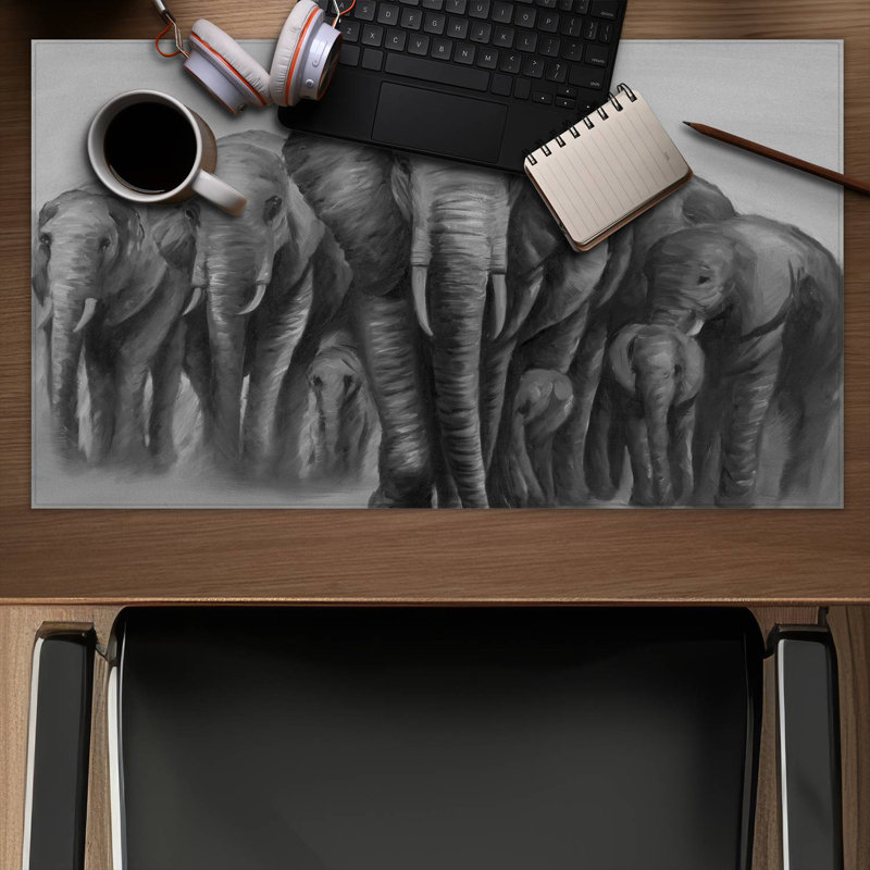 Herd of elephants - 14.00"x24.25" Desk mat
