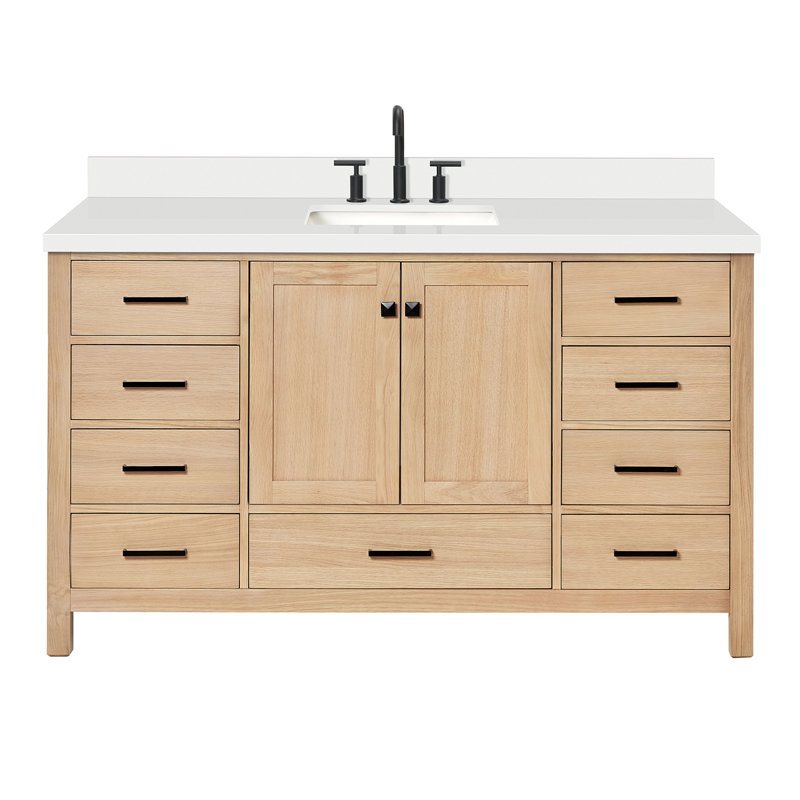 Cambridge 61'' W Single Vanity, Oak, Rectangular