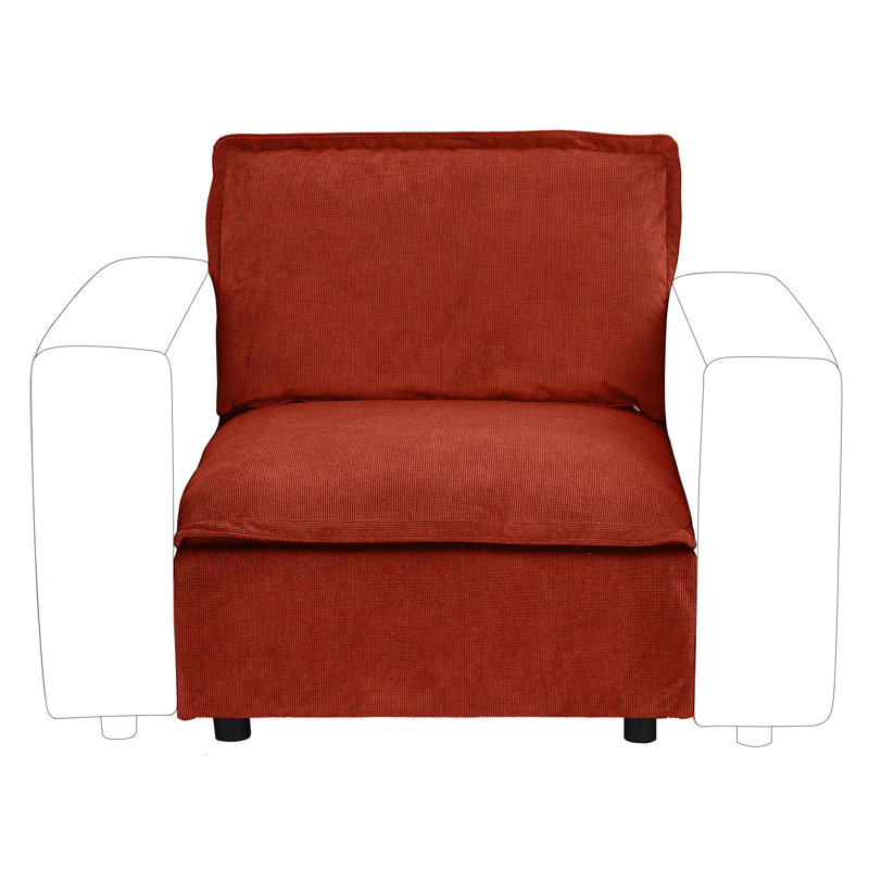 Module de fauteuil sans accoudoirs modulaire 35 po en velours côtelé rouge