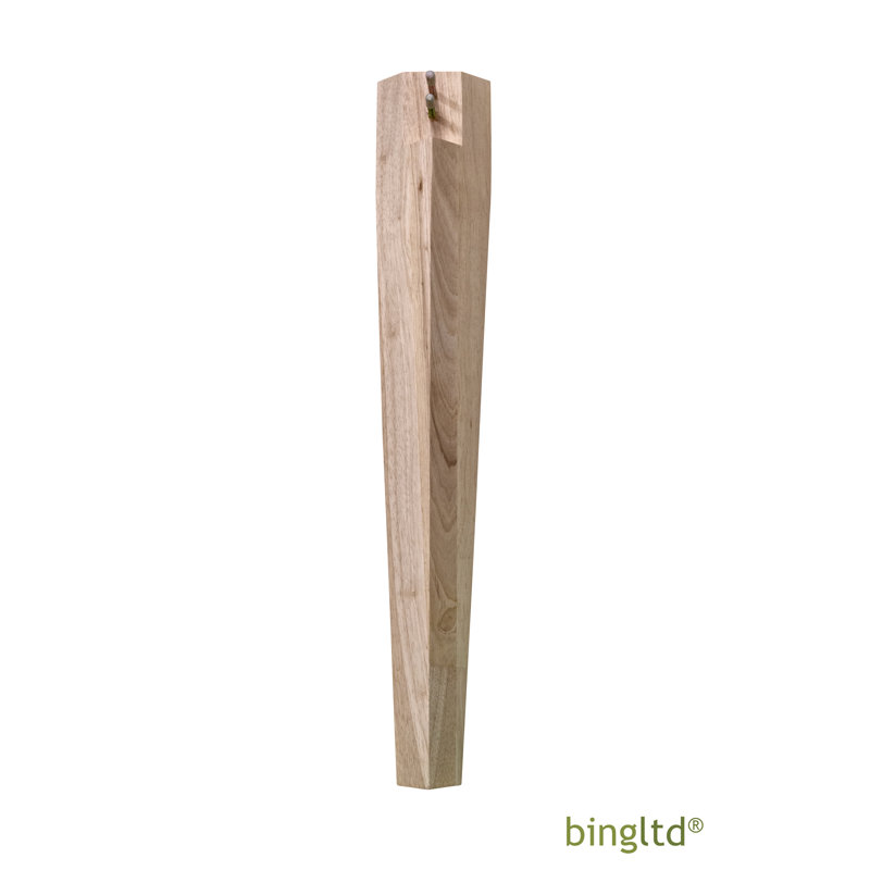 Unfinished Square Tapered Rubberwood Dining Table Leg, 30"