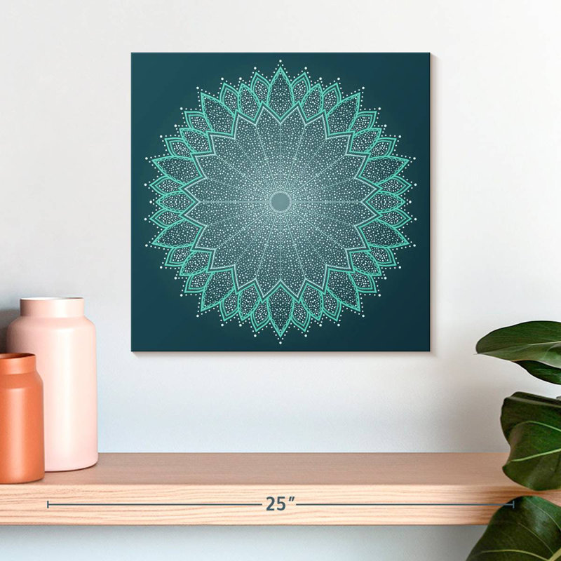 Mandala de couleur turquoise Kerner, H 16 po x l 16 po