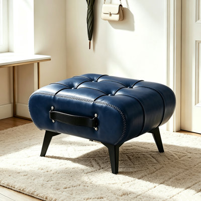 Petit repose-pieds en similicuir avec rangement pour le vestibule, repose-pieds décoratif, compagnon pour fauteuil sans accoudoirs