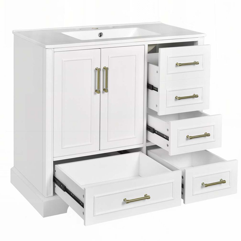 Meuble-lavabo 36 po avec lavabo en céramique, Blanc
