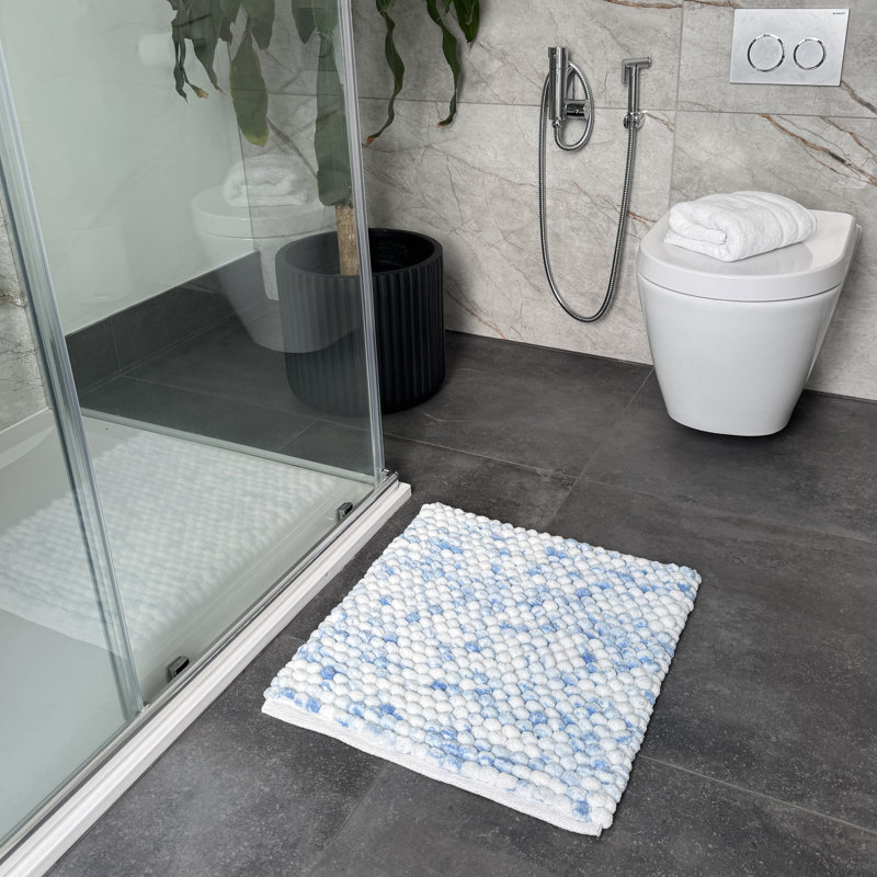 Rylann Marble Square Bath Mat, Blue