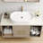 White Ceramic 22.8 - Inch Bathroom Vanity, Oval Vessel Sink With Vertical Striped Body, Center Drain And Pop Up, Splash Component Vanity Up Drain, Prevents Water On Counters