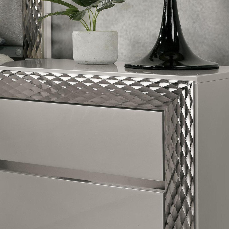 Mobilier de chambre à coucher 1 pièce avec table de chevet Glam Style
