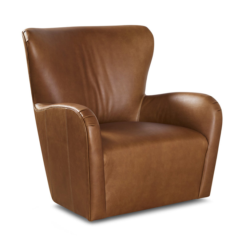 Zeus Leather Swivel Wingback Chair, Dude Ranch
