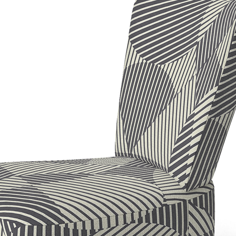 Chaise d'appoint rembourrée à motifs gris et crème