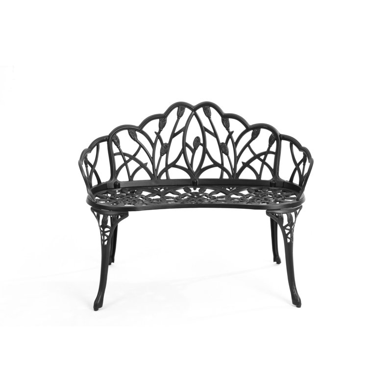 Banc de véranda en fonte d'aluminium noir - Stable, ensoleillé, confortable et chic pour l'extérieur avec siège ergonomique au design élégant