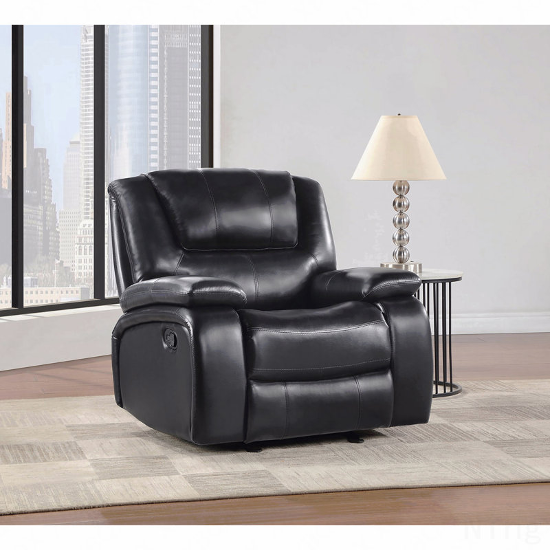 Fauteuil oscillant rembourré avec fauteuil inclinable, Noir