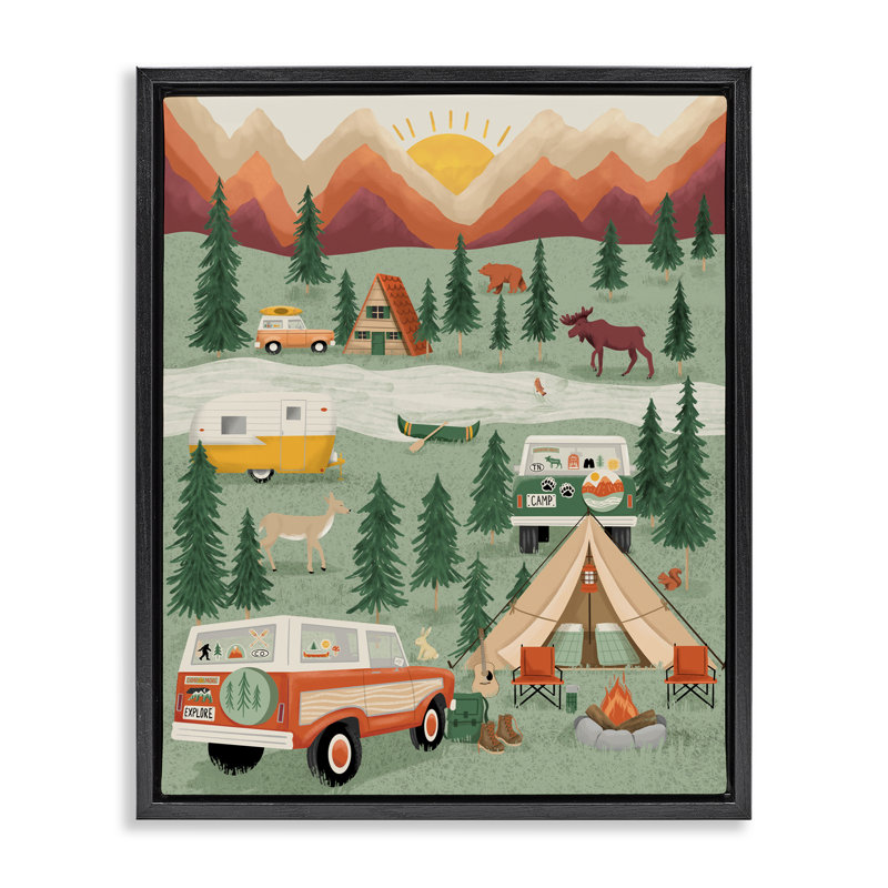 Great Outdoors Campground Floating Frame, design by Jilly Jack Designs, 21" H x 17" W, Jet Black Floater Frame