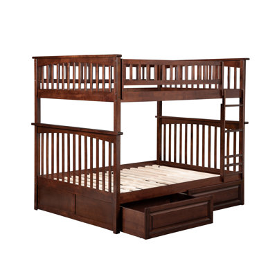 Columbia Solid Wood Standard Ladder Storage Bunk Bed with Raised Panel Under Bed Drawers