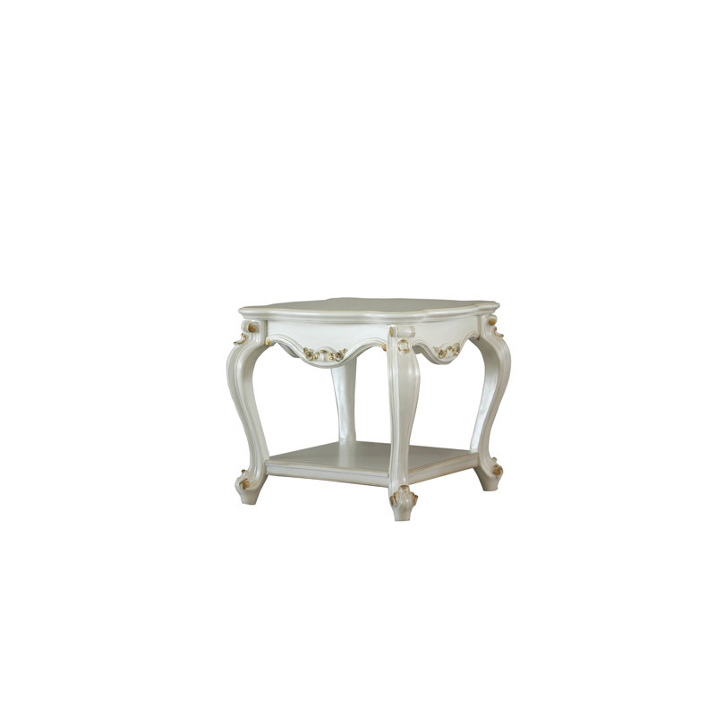 Vestavia Transitional 27"L Square End Table in Antique Platinum, Cream