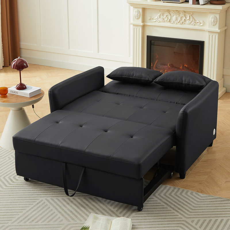 Orisfur. Fauteuil convertible surdimensionné de 51,57 po avec trois ports USB pour petit espace (ancien SKU: N719S001700B), noir