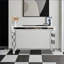 Table basse rétro avec grain de bois rétro avec miroir - moderne, légère et facile à nettoyer pour le vestibule Salon-502885555
