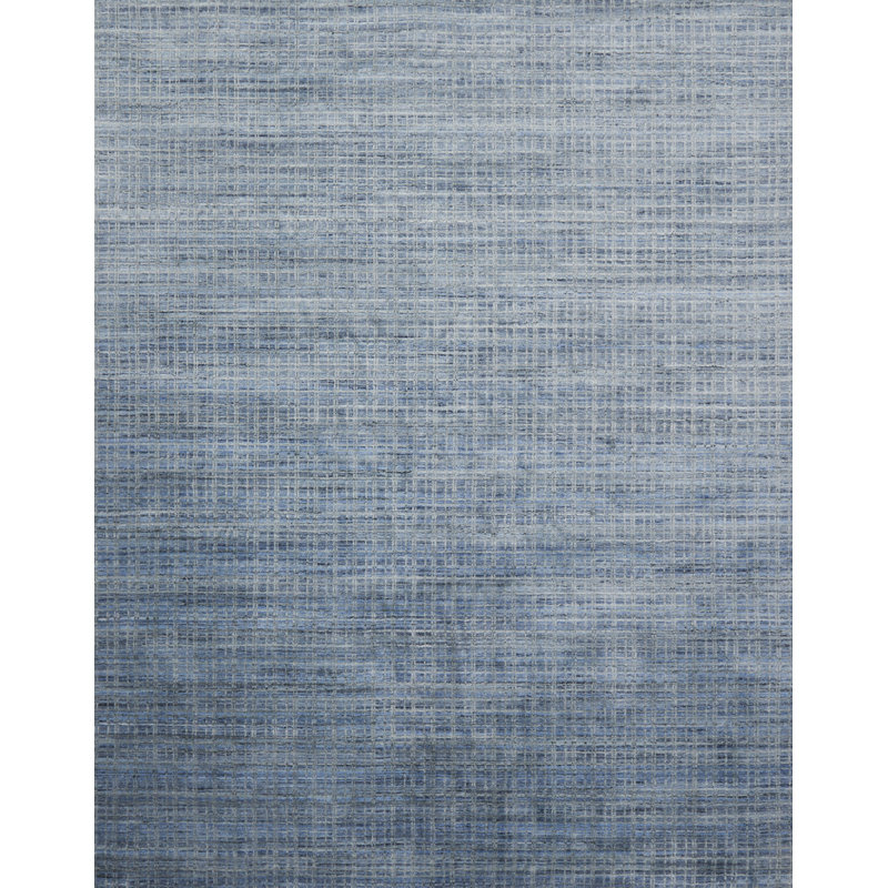 Tapis bleu tissé à la main Hannon, Rectangle 2 pi x 3 pi