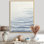 «Blue and Beige Oceanic Seaweed» - art mural côtier, impression sur toile bleu côtier