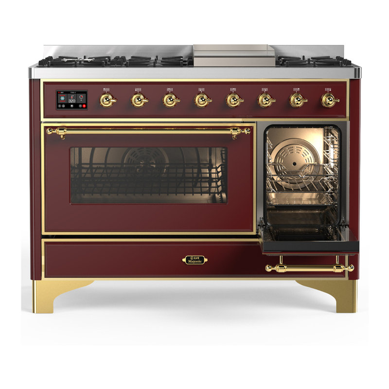 Majestic III Series 48 Inch Dual Fuel Range with 5 Sealed Burners, Griddle, Frenchtop in Matte Graphite (Liquid Propane, Burnished Trim)