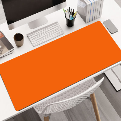  Rubber Mouse Pad, Smooth Microfiber Surface, Non-Slip Base, Rounded Edge Decorative Mouse Mat for Office & Gaming,12×32 Inch ,Solid Orange Tone Canvas
